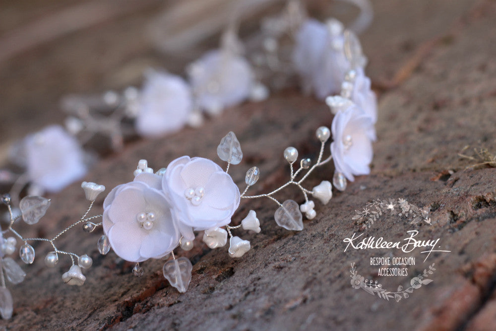 Jaclyn Bridal flower crown - Silver and white - wreath - other colors available