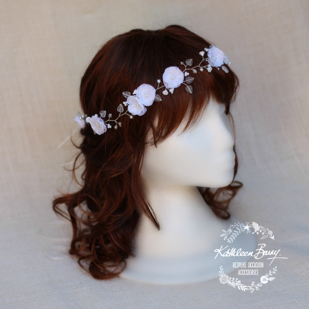 Jaclyn Bridal flower crown - Silver and white - wreath - other colors available