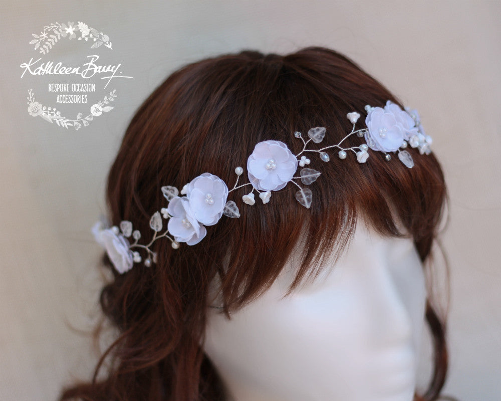 Jaclyn Bridal flower crown - Silver and white - wreath - other colors available