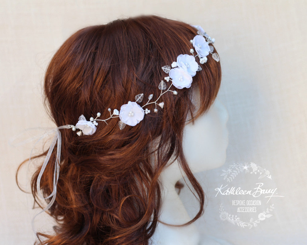 Jaclyn Bridal flower crown - Silver and white - wreath - other colors available