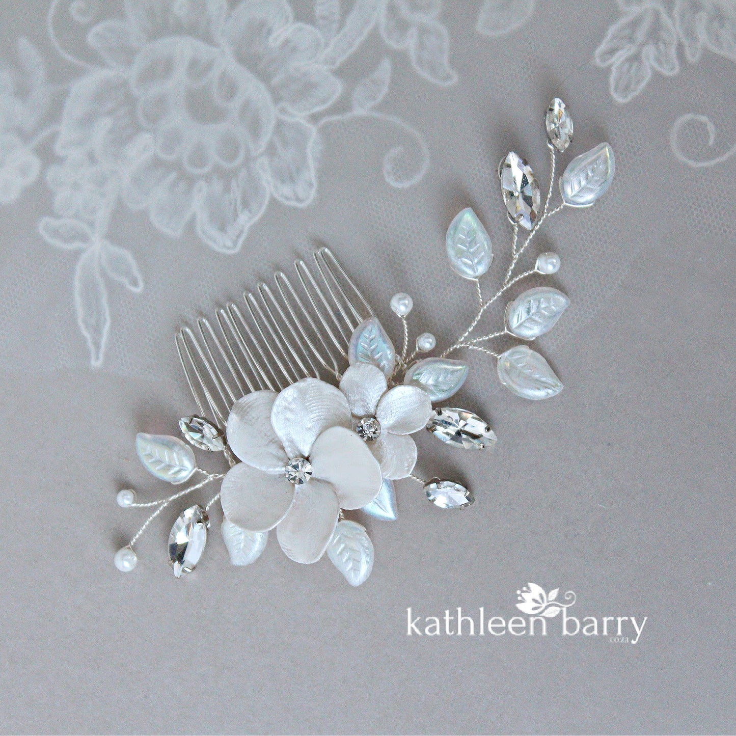 Jacqueline flower pin comb - colors to order - silver, gold or rose gold