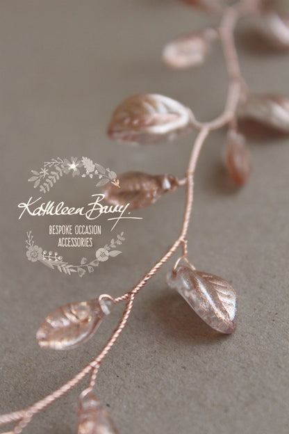 metallic leaf hair vine, wreath rose gold south africa bridal accessories