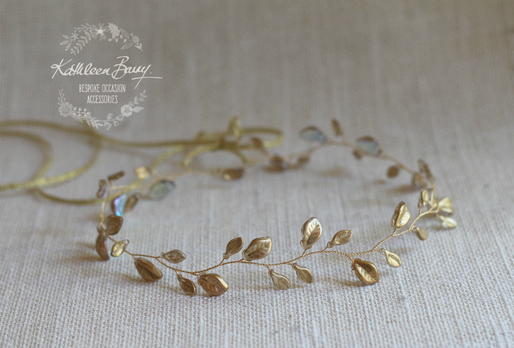 metallic leaf hair vine, wreath rose gold south africa bridal accessories