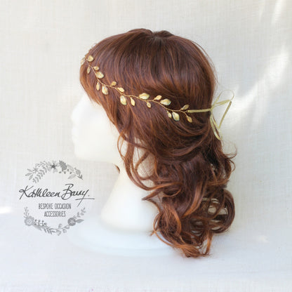 metallic leaf hair vine, wreath gold, silver or rose gold bridal accessories
