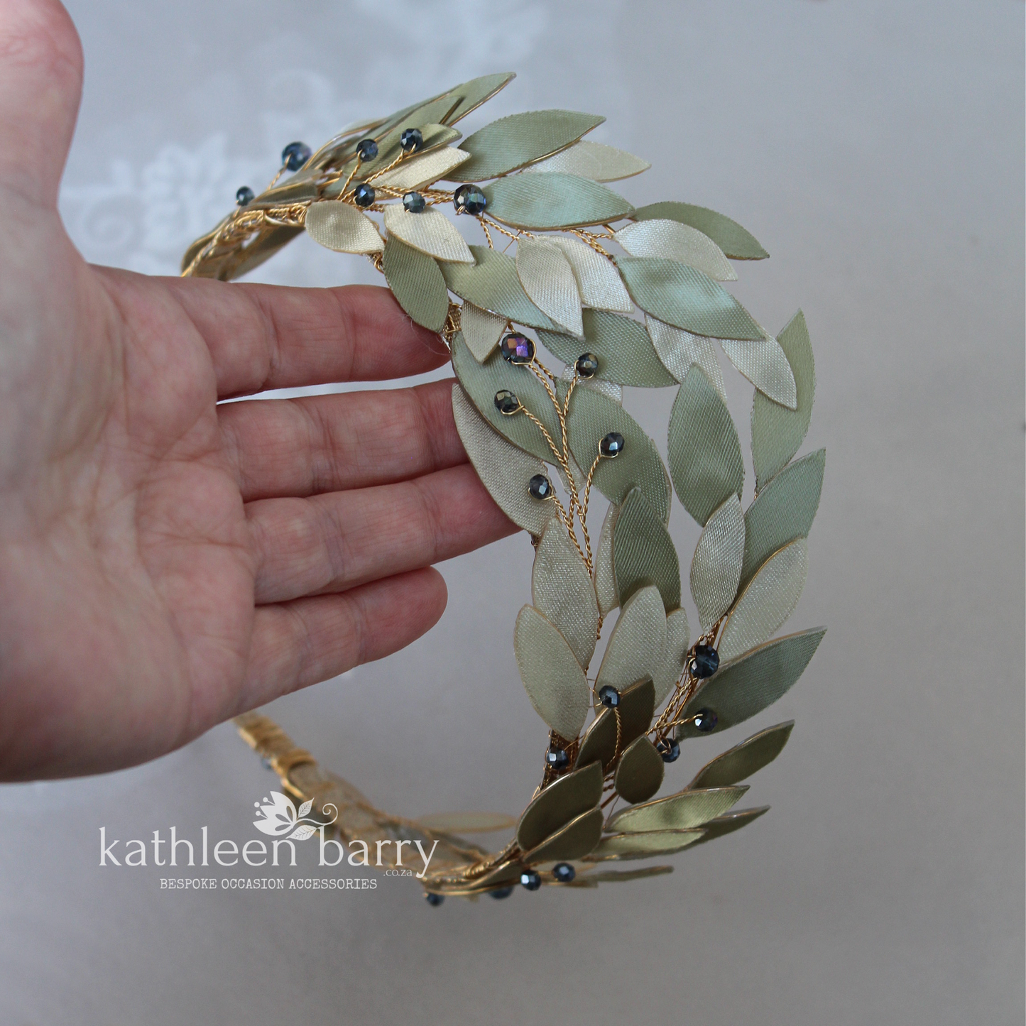 Johanna stylized organic Eucalyptus leaf crown - Everlasting,  Assorted color options available