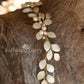 Caralize leaf hairpiece - satin sculpted fabric leaves & pearls - many color options available