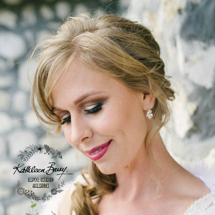 Kathy cluster earrings - Dainty clusters of crystal and pearls silver, gold or rose gold