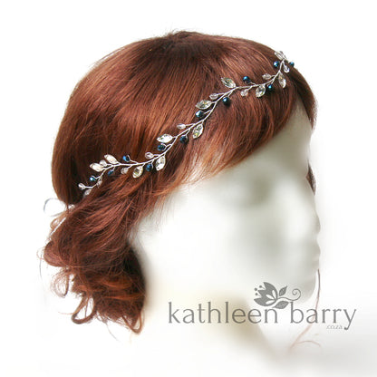 Kerry metallic crystal rhinestone leaf hair vine / wreath - Silver, gold or rose gold