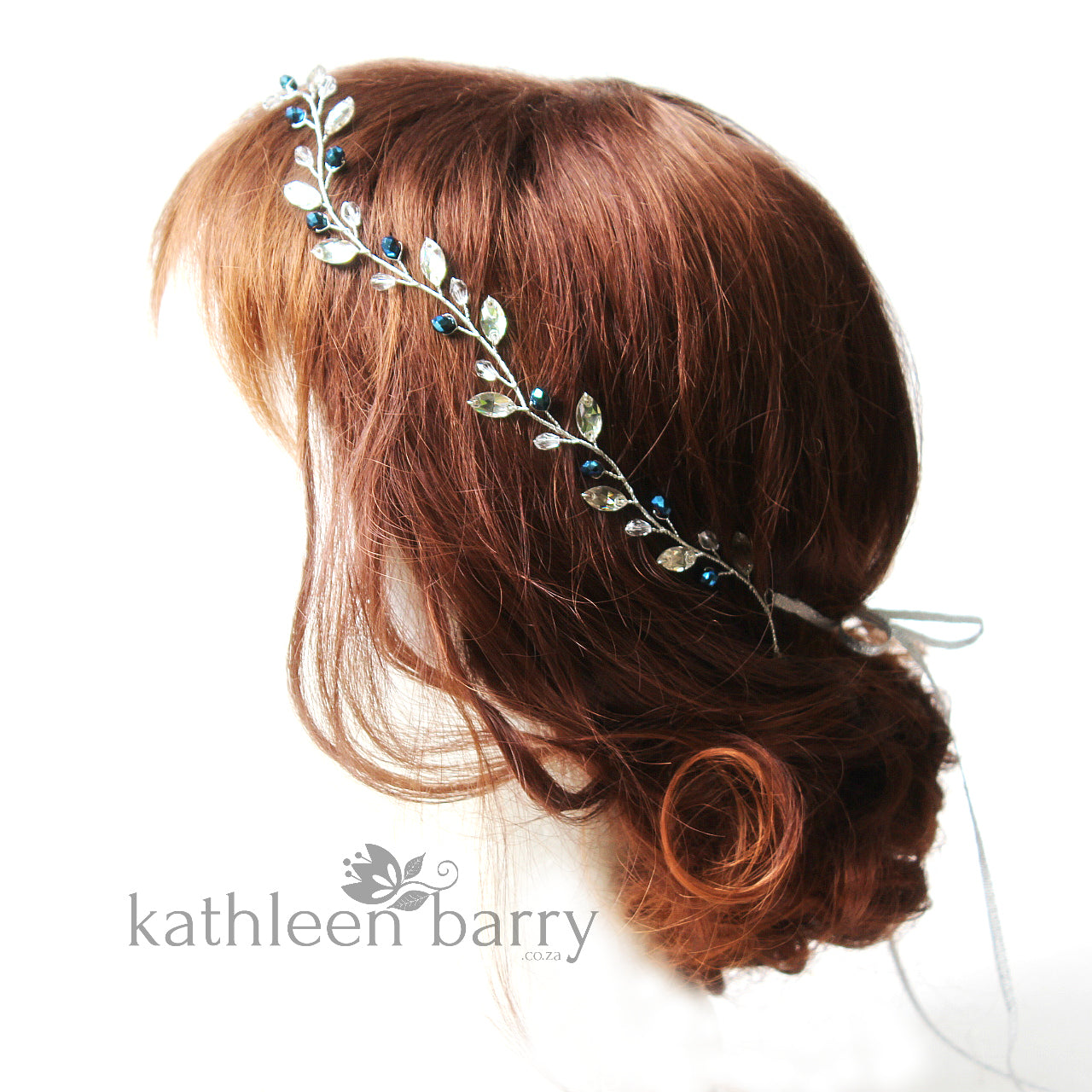 Kerry metallic crystal rhinestone leaf hair vine / wreath - Silver, gold or rose gold