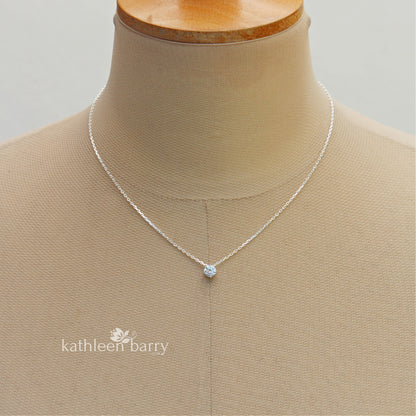 cubic zirconia single stone chain necklace diamon look alike