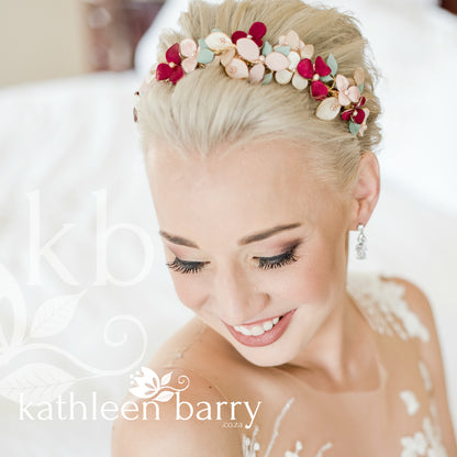 Lana Floral headband 3D fabric sculpted flowers - custom color options