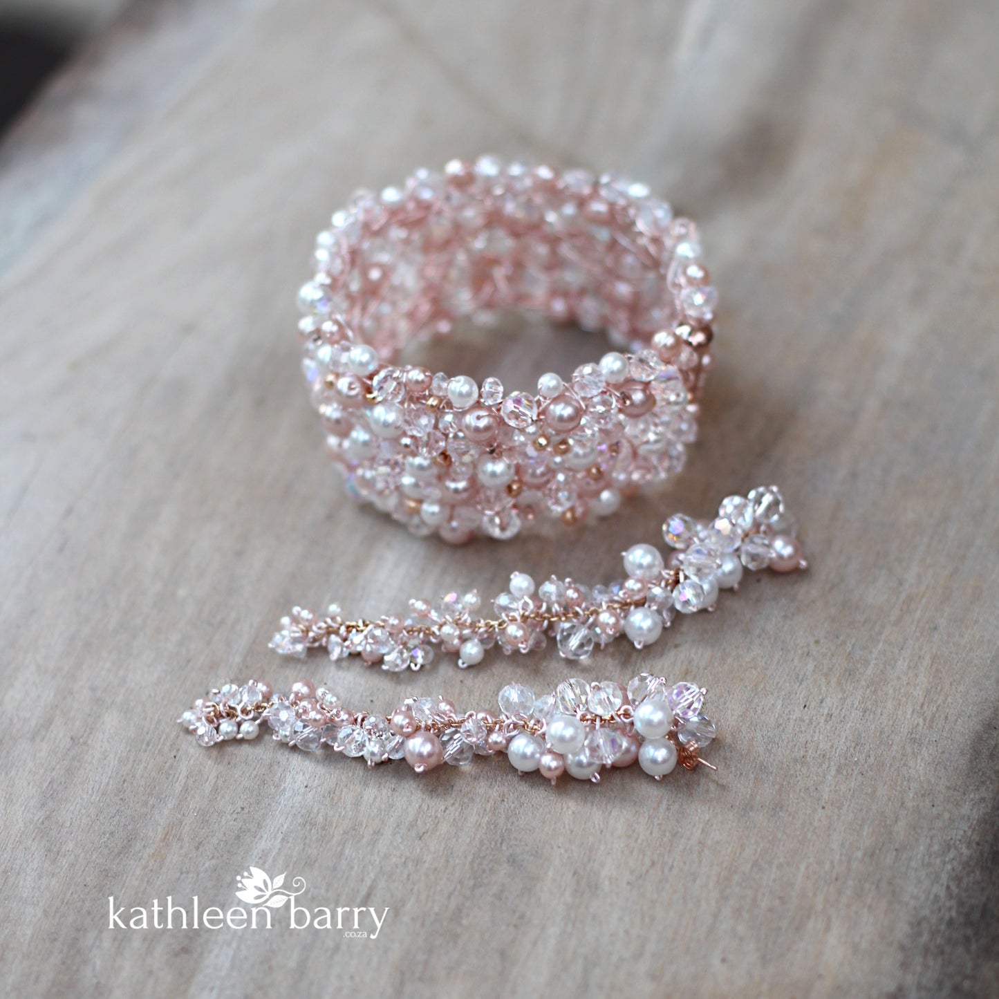 Mandy Bridal Crystal & Pearl Cluster drop Earrings - also available in silver & rose gold