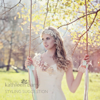 Diana Bridal lace headpiece - head band  - wedding headband bandeau