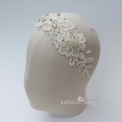 Diana Bridal lace headpiece - head band  - wedding headband bandeau