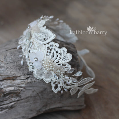 Diana Bridal lace headpiece - head band  - wedding headband bandeau