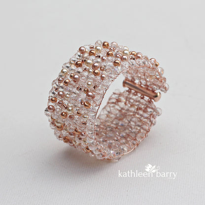 Lara crystal pearl cuff bracelet - Available in Gold, Silver or Rose Gold