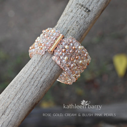 Lara crystal pearl cuff bracelet - Available in Gold, Silver or Rose Gold
