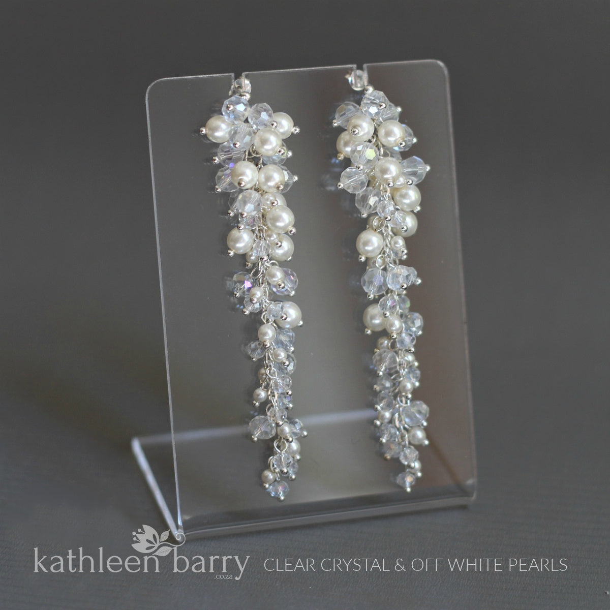 Mandy Bridal Crystal & Pearl Cluster drop Earrings - also available in silver & rose gold