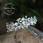 Larissa Silver leaf crown - crystal rhinestones with hints of aqua and pearl.