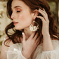 Jemma floral hoop earrings - Rose gold, gold or silver - Pale pink, ivory or white