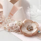 Leanne Wedding Dress Sash/Bridal belt in Blush pink and nude tones with luxury fabric flowers, rhinestone and lace detail - rose gold
