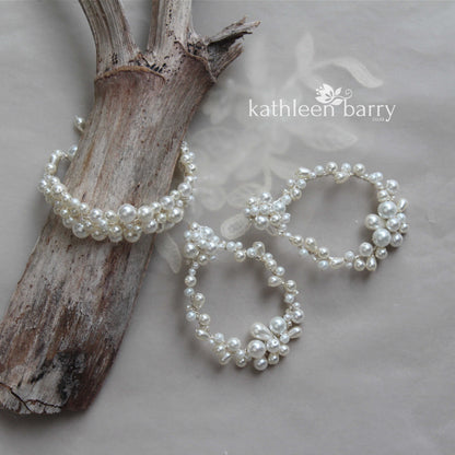 Lelani pearl hoop statement earrings available in White or ivory pearls