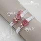 Lily heirloom garter set (or individually) - Dusty pink pomegranate - color options available