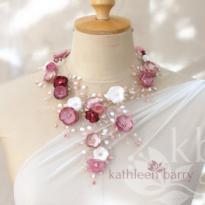 Lily Bridal Hair Crown Wreath Vine in Gold & Blush Pink tones - Wedding Accessories