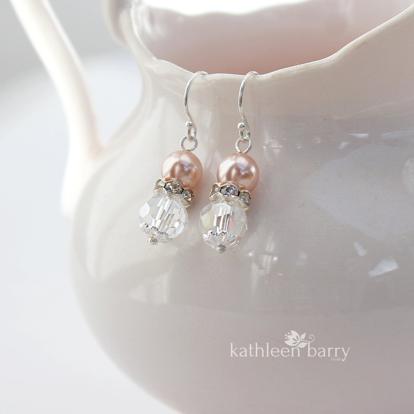 Linda dainty crystal pearl earrings - Sliver only perfect Bridesmaid gift