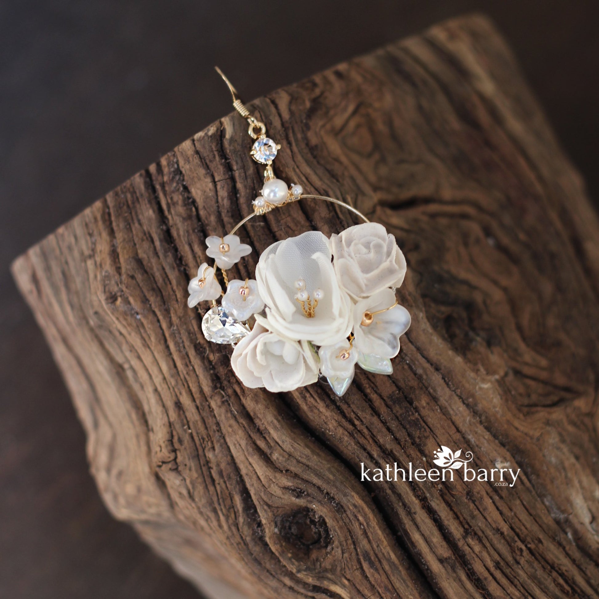 Flower hoop earrings bridal statement accessories online