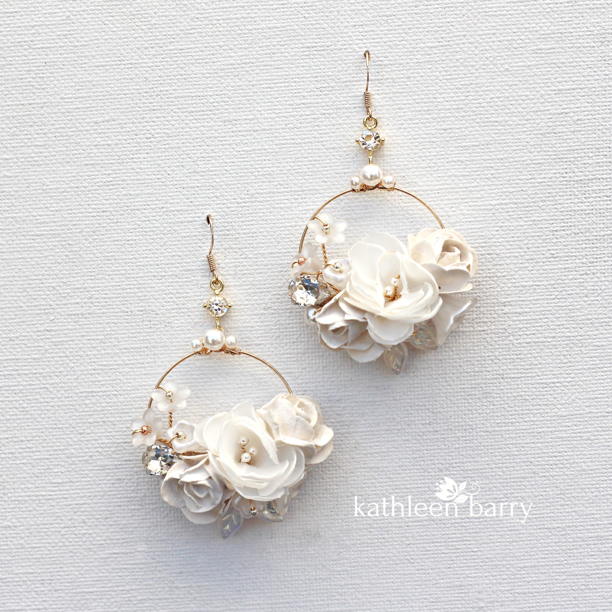 Flower hoop bridal earrings statement