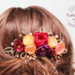 Lize floral hair comb - Autumn shades - Handmade fabric flowers rose gold elements