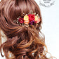 Lize floral hair comb - Autumn shades - Handmade fabric flowers rose gold elements