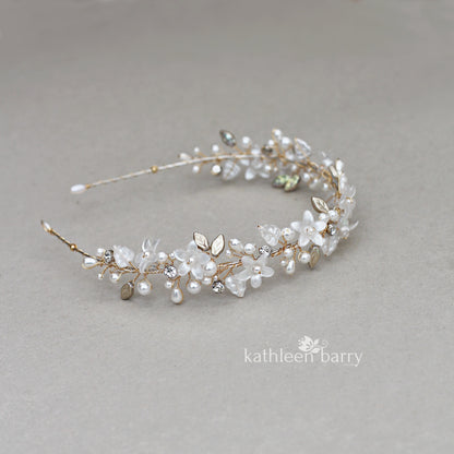 Lucinda floral leaf headband - color options available