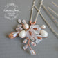 Jana bridal hair pin, Lucite flower crystal and pearl, Rose Gold, Silver, Gold Options - Sold Individually