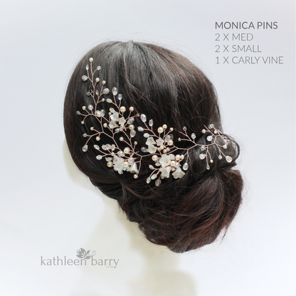Carly Hair vine - crystal and pearl - available in silver, gold, rose gold plated finish