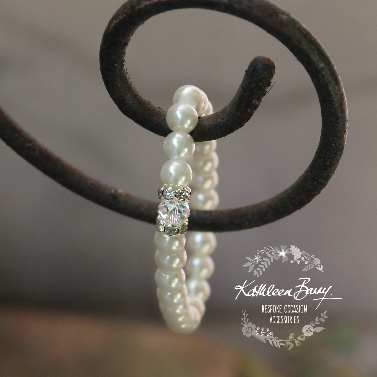 Mae glass pearl bracelet rhinestone detailing - bridesmaid gift - sold individually