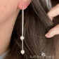 Magdaleen threader style pearl drop statement earrings - Available in gold or silver finish
