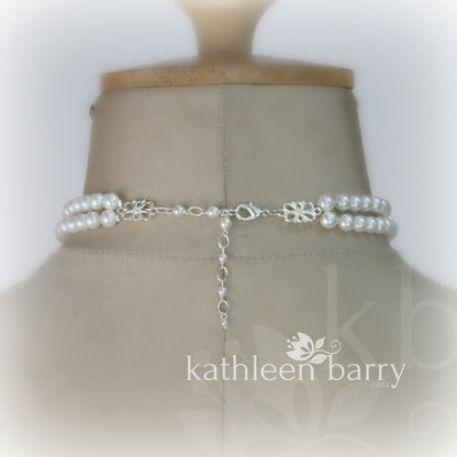 Magi double strand pearl choker necklace - Color Options Available