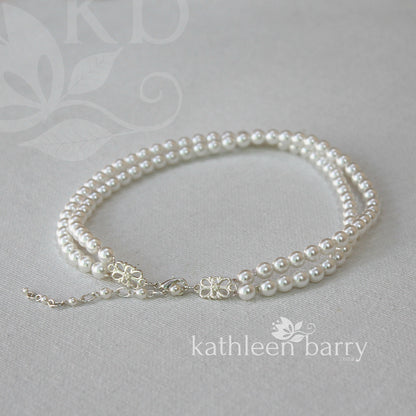 Magi double strand pearl choker necklace - Color Options Available