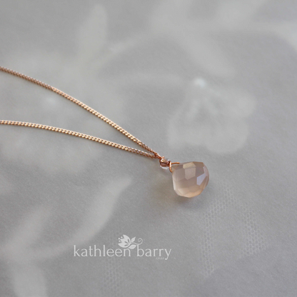 Simple rose quarts pendent chain necklace - Limited edition - Gold, silver or rose gold
