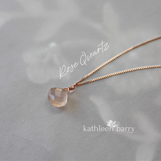 Simple rose quarts pendent chain necklace - Limited edition - Gold, silver or rose gold