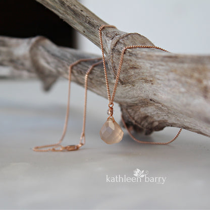 Simple rose quarts pendent chain necklace - Limited edition - Gold, silver or rose gold