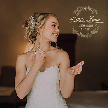 Mandy Bridal Crystal & Pearl Cluster drop Earrings - also available in silver & rose gold