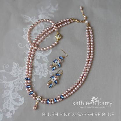 Maryvonne rhinestone pearl necklace gold cubic zirconia detailing - Rhinestone + pearl color options available