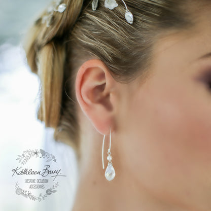 Melanie crystal drop earrings - Silver, gold or rose gold - Pearl color options