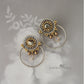 Melinda antique silver gold mandala hoop statement earrings - colors to order