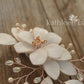 Meryl hairpiece, sculpted fabric flowers - Assorted colors - Rose gold, pale gold or silver