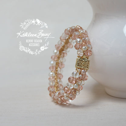 Michelle Bracelet - Crystal & Pearl Bracelet - Blush pink and Ivory
