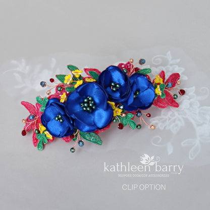 Molebo Traditional wedding floral hairpiece - Tsonga traditional Bride inspired - Custom colors to order